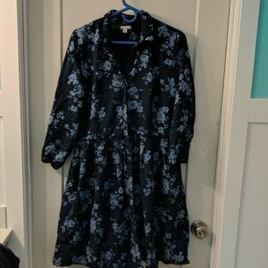 Gap Flowered Button Up Pleated Dress